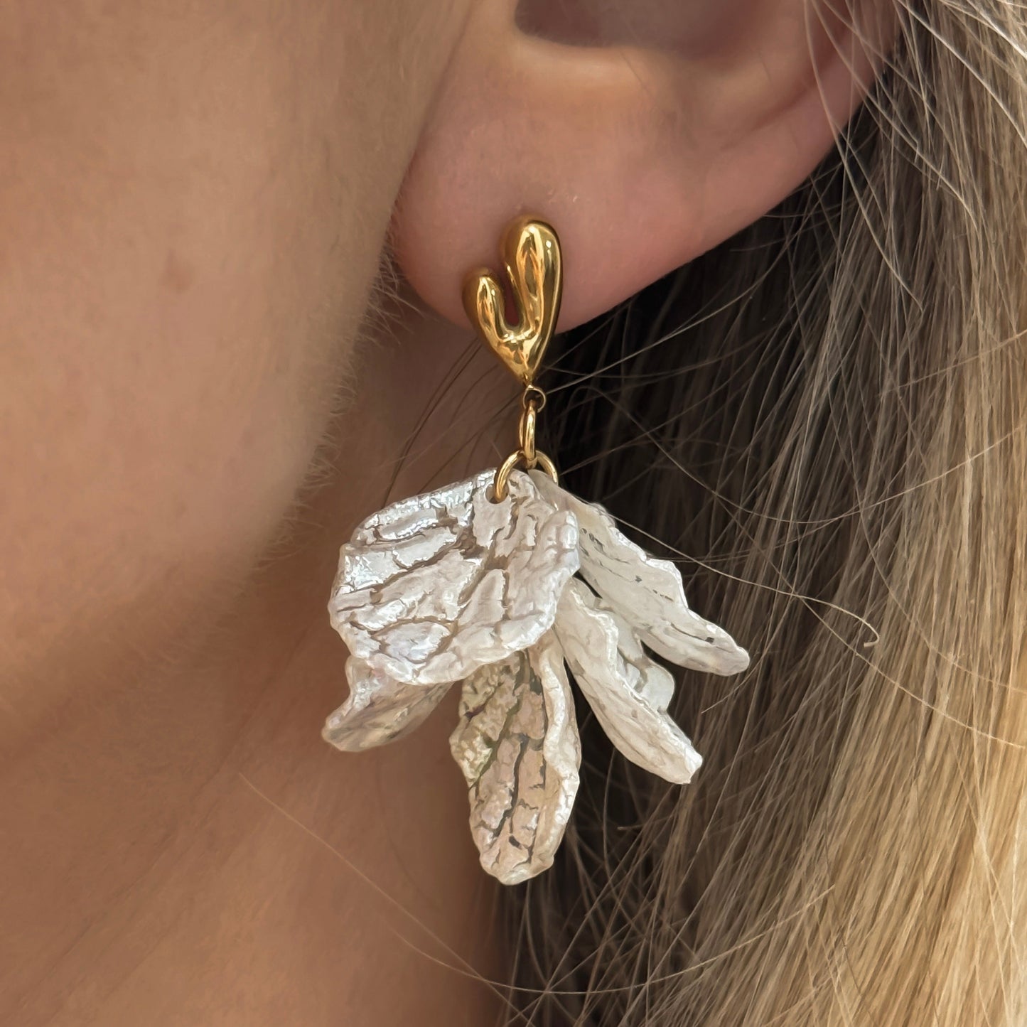 White Flower Earrings